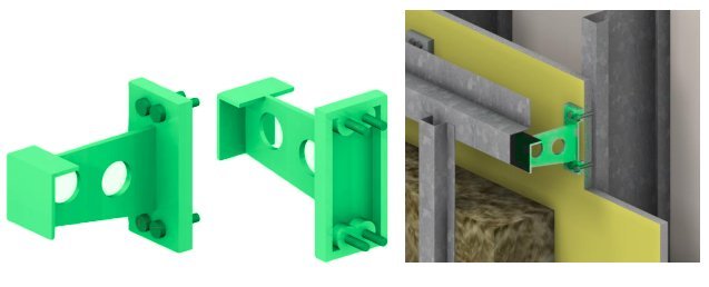 TAC Aluminum cast aluminum thermal assembly clip for rainscreen cladding — wall assembly detail
