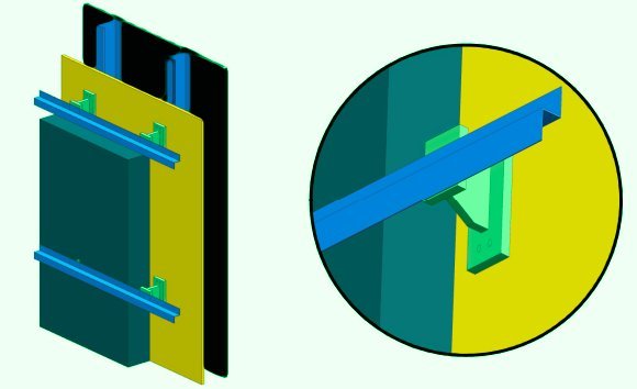 TAC GFRC glass fibre reinforced thermal assembly clip — rainscreen sub-framing isometric detail